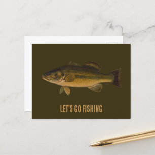 Auf geht's zum Fischen Großmäuliger Barsch Fisch Postkarte