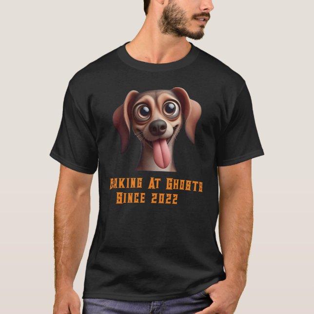 Auf Ghosts Halloween-Hund bellen Personalisiert T-Shirt (Vorderseite)