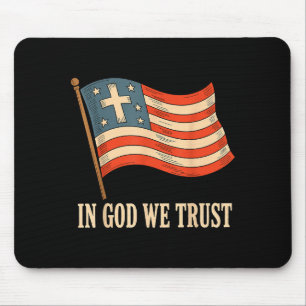 Auf Gott vertrauen wir Amerikanische Flagge Kreuz Mousepad
