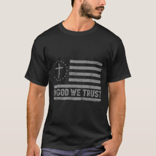 Auf Gott vertrauen wir Jesus Kreuz USA-Flagge Reli T-Shirt