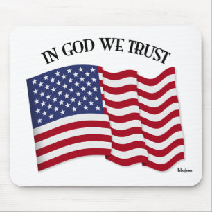 Auf Gott vertrauen wir mit US-Flagge Mousepad