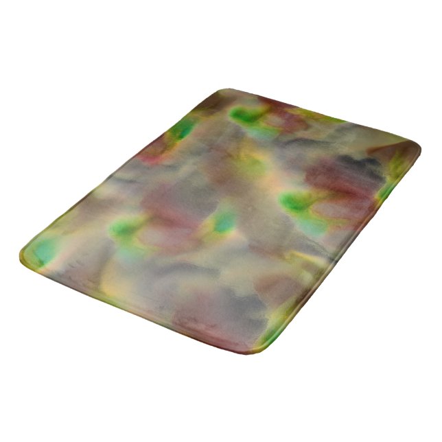 Auf grauen Farbtönen sehen Glas in Rot und Kalkgrü Badematte (Schrägansicht)