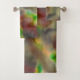 Auf grauen Farbtönen sehen Glas in Rot und Kalkgrü Badhandtuch Set