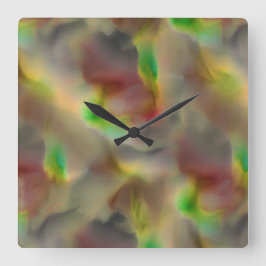 Auf grauen Farbtönen sehen Glas in Rot und Kalkgrü Quadratische Wanduhr