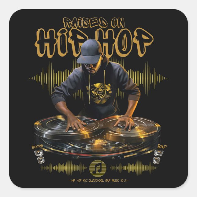 Auf Hip Hop DJ 50th Anniversary Graph gestiegen Quadratischer Aufkleber (Vorderseite)