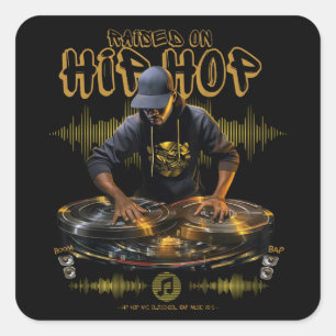 Auf Hip Hop DJ 50th Anniversary Graph gestiegen Quadratischer Aufkleber