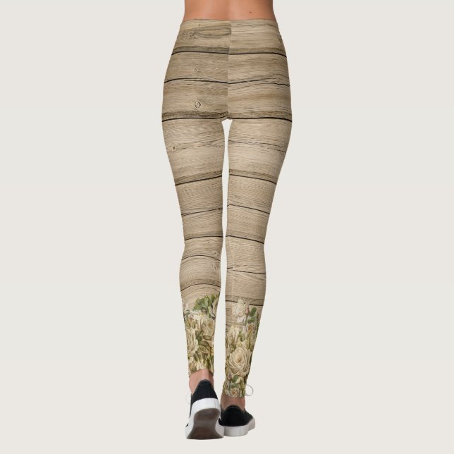 Auf Holz Rose Beige Leggings (Rückseite)