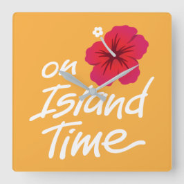 Auf Insel-Zeit-Uhr mit Hibiskusgraphik Quadratische Wanduhr