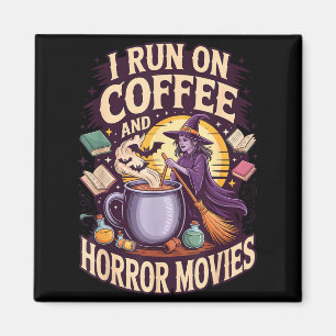 Auf Kaffee und Horrorfilmen laufender Hexenkessel Magnet