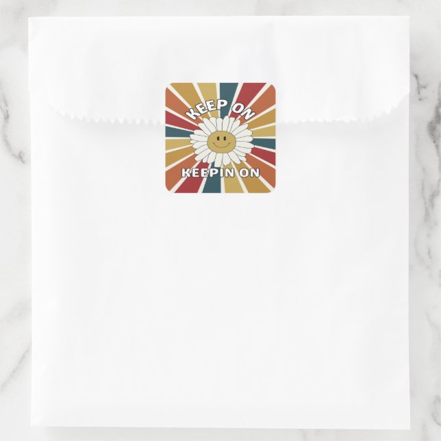 Auf Keepin auf Retro-Aufkleber behalten Quadratischer Aufkleber (Tasche)