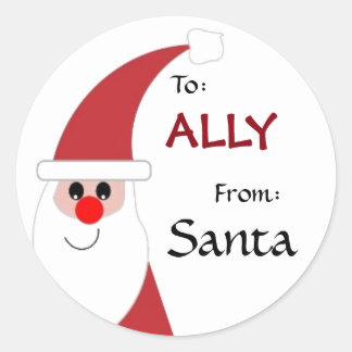 Auf Kind von SANTA Geschenketikett Rot und Weiß v5 Runder Aufkleber