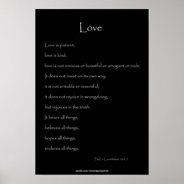 Auf Liebe Paul, 1 Korinther 13:4-7 Bibelangebot Poster (Vorne)