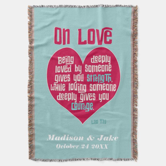 Auf Liebe. Zitat von Lao Tzu personalisiert Decke (Vorderseite Vertikal)