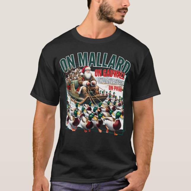 Auf Mallard auf Gadwall Weihnachtsfeierliche Jagd  T-Shirt (Vorderseite)
