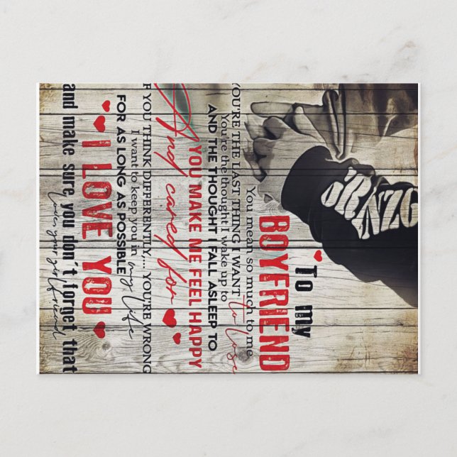 Auf mein Männergeschenk, Personalisiertes Geschenk Ankündigungspostkarte (Vorderseite)