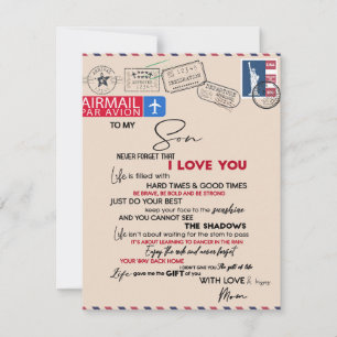 Auf mein Sohn Geschenk, Mama und Sohn, Liebe Brief Einladung