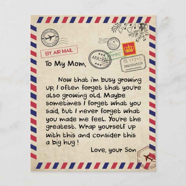 Auf mein Sohn Geschenk, Mama und Sohn, Liebe Brief Flyer (Vorne)