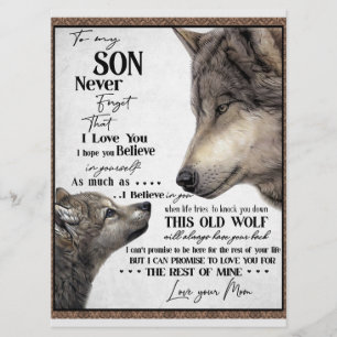 Auf mein Sohn Geschenk, Mama und Sohn, Liebe Brief Menükarte
