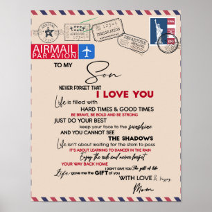 Auf mein Sohn Geschenk, Mama und Sohn, Liebe Brief Poster