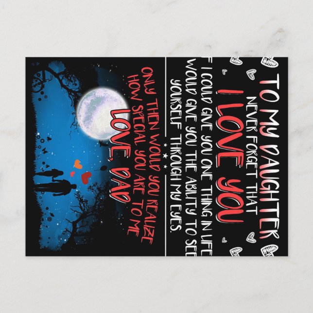 Auf mein Tochtergeschenk | Bestes Familiengeschenk Ankündigungspostkarte (Vorderseite)