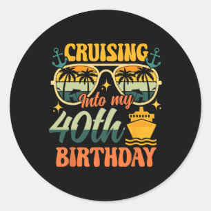 Auf meine 40. Geburtstag cruisen 40 Jahre alt Kreu Runder Aufkleber