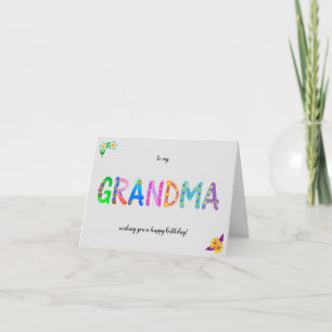 Auf meine GRANDMA Floral Bohemisch Happy Birthday Karte