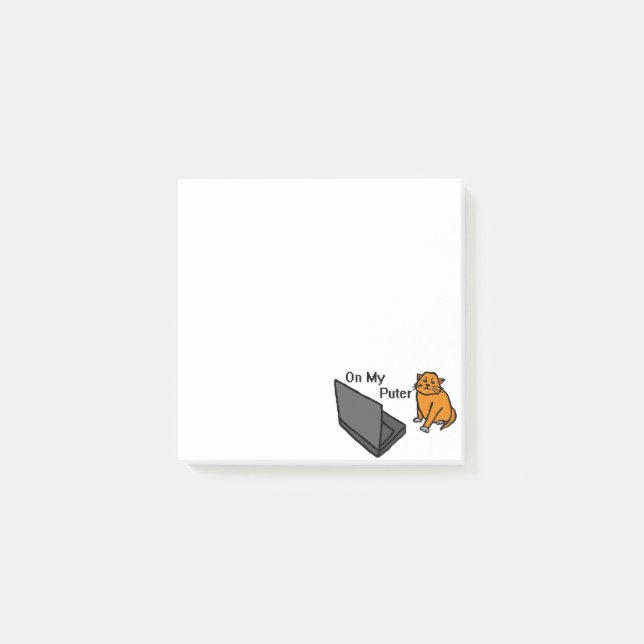 Auf meinem Computer Lustige Computer Orange Katze  Post-it Klebezettel (Vorderseite)