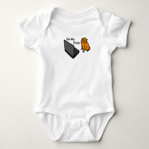 Auf meinem Computer lustige orange Katze Meme Baby Strampler