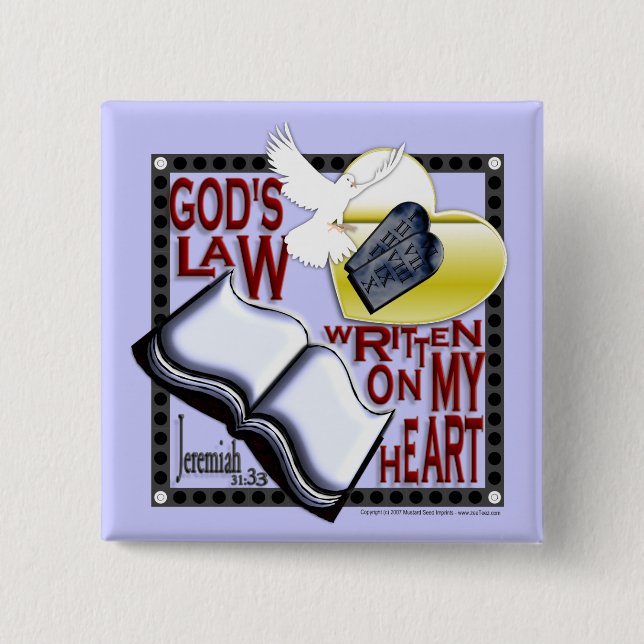 Auf meinem Herzen geschriebenes Gesetz Gottes - Sc Button (Vorderseite)
