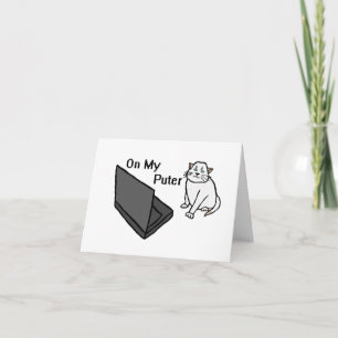 Auf meinem lustigen Computer White Cat Meme Dankeskarte