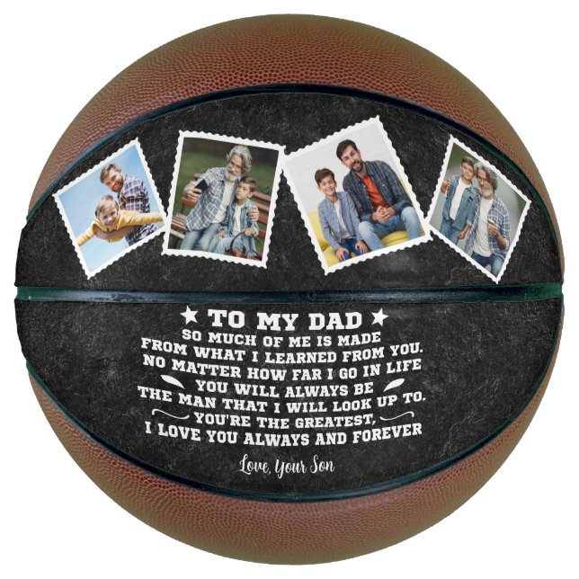 Auf meinem Vater Liebe Sie Custom 4 FotoCollage Basketball (Vorderseite)
