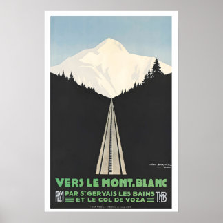 Auf Mont Blanc zu Vintage Reiseposter - Gerahmt Poster