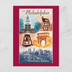 Auf nach Philadelphia auf der Pennsylvania Railroa Postkarte
