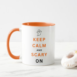 Auf Orange Text Halloween Ghost behalten und Beäng Tasse