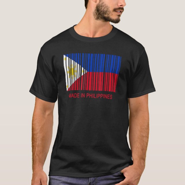 Auf Philippinen-Flagge-Barcode hergestellt T-Shirt (Vorderseite)