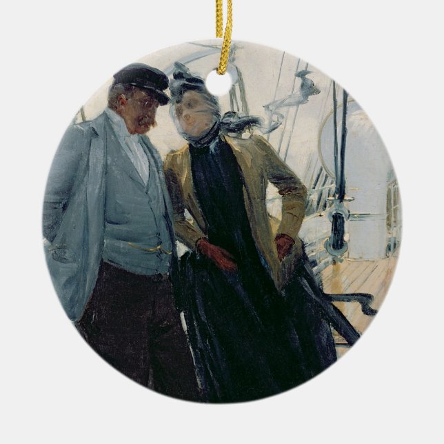 Auf Plattform (Öl auf Leinwand) Keramikornament (Vorne)