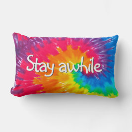 Auf Psychedelic Krawatte-Dye bleibe Text Lendenkissen
