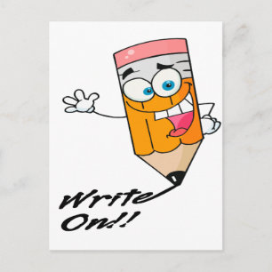 auf rechts auf lustig glücklich Bleistift Cartoon Postkarte