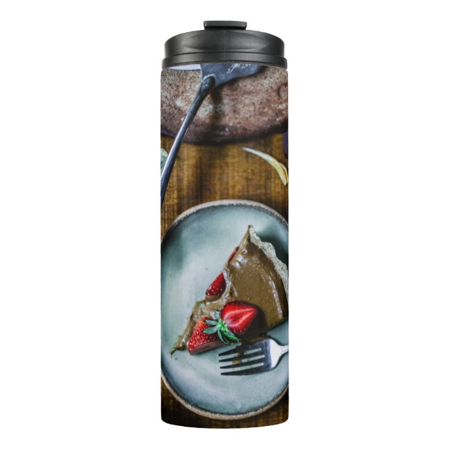 AUF RUNDGRAUER-KERAMIK SERVIERTE KABELSTÜCKE THERMOSBECHER (Vorderseite)