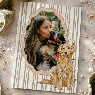 Auf Santas Wunschliste Golden Retriever Folien Feiertagskarte