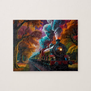 Auf Schienen fahren: Vintage-Dampflok Puzzle