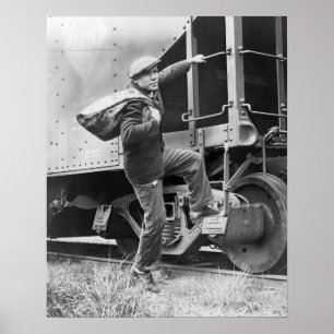 Auf Schienen reiten, 1935. Vintage-Foto Poster