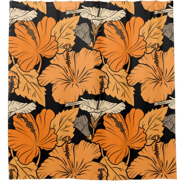 Auf schwarzem Hintergrund. Raster handgezeichnete  Duschvorhang (Vorderseite)