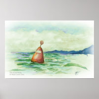 Auf See Buoy Aquarell Sketch drucken