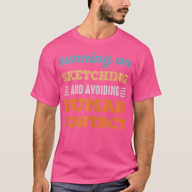 Auf Sketching Social Introvertierte Spaß Vintag T-Shirt (Vorderseite)