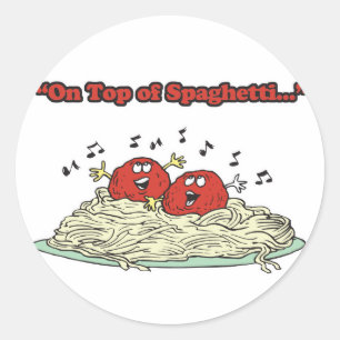 auf Spaghetti singende Fleischbällchen Runder Aufkleber