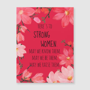 Auf starke Frauen Cherry Red Floral Magnetisch Magnetkarte