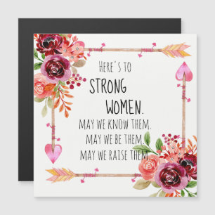 Auf starke Frauen Zitat Tribal Arrow Floral Magnetkarte