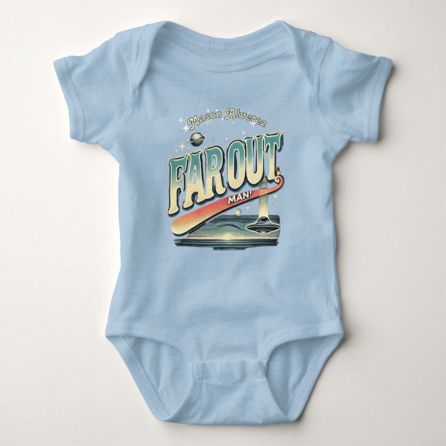 Auf Truckin'Retro 60er Personalisiert Blue behalte Baby Strampler (Vorderseite)