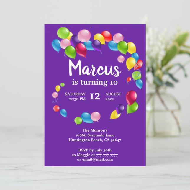 Auf und ab Ballons Geburtstagsparty Einladung (Stehend Vorderseite)